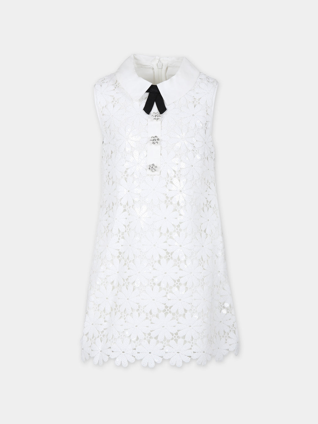 Vestito bianco per bambina in pizzo macramé